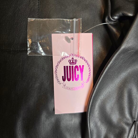 NWT Juicy Couture, Black, Plether Button-Up Jacket Large - Picture 3 of 10
